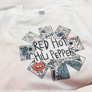 Red Hot Chili Peppers Band T-shirt with Signature and Lyric Quote on back